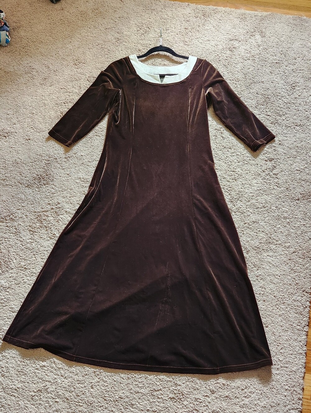 VTG Eddie Bauer Brown Velvet Dress Goth Cottagecore Prairie Boho Medium